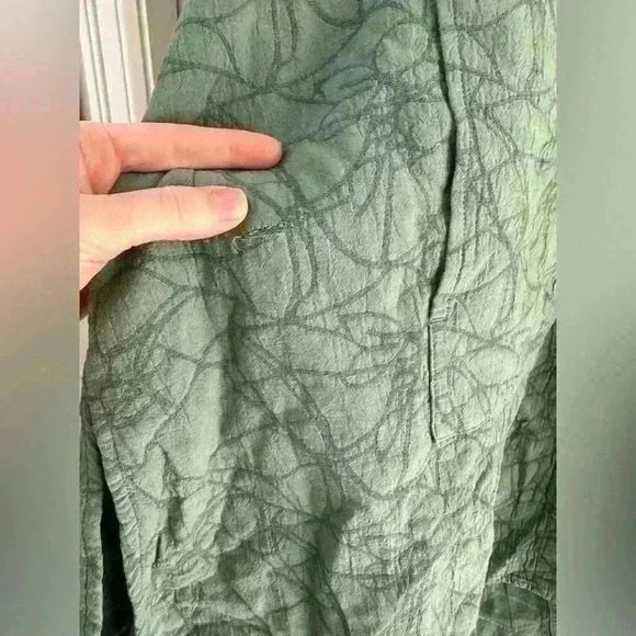 Kleen linen cotton blend button down drapey‎ teal green artsy lagenlook jacket L - Picture 6 of 12